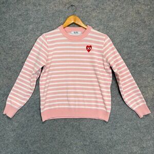 PLAY COMME des Garcons Long Sleeve Shirt Sweater Womens Large ? Knit Pink Stripe